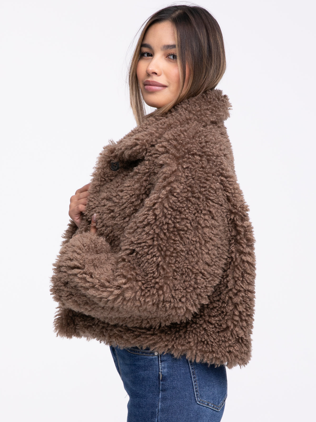 Teddyjacke "Lina" in Mocca