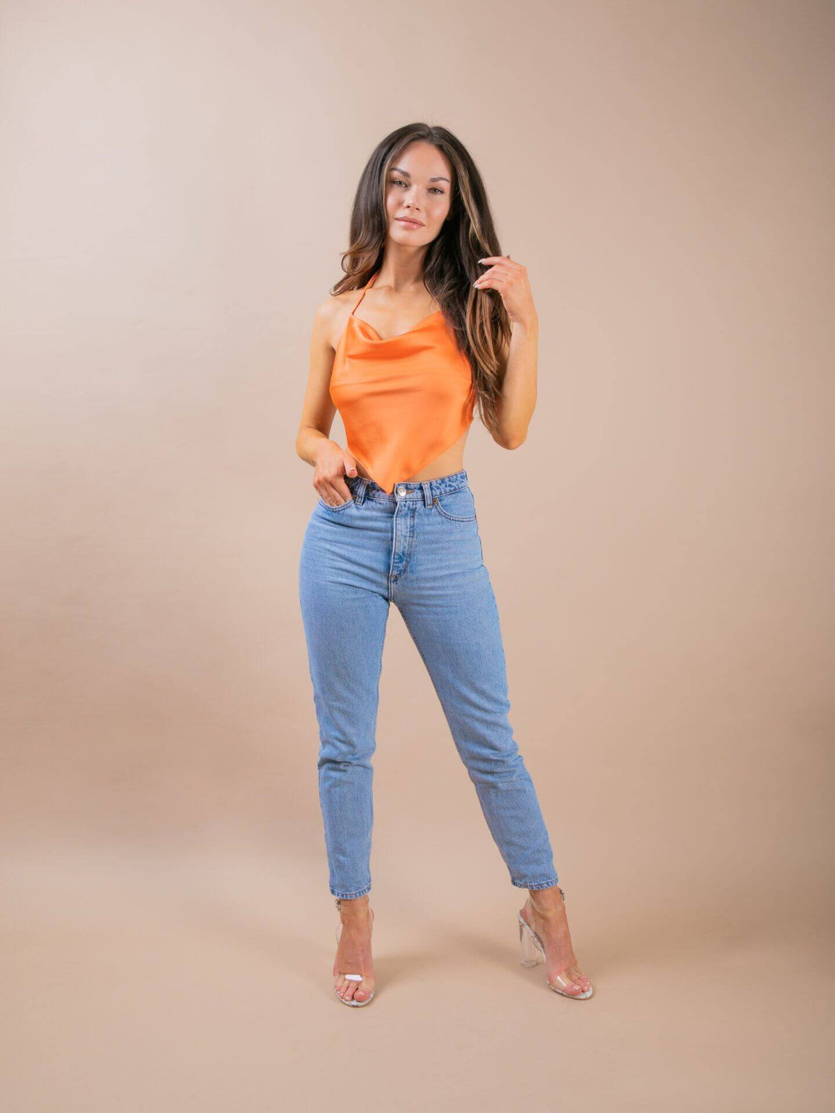 Orangefarbenes Bandana Crop-Top