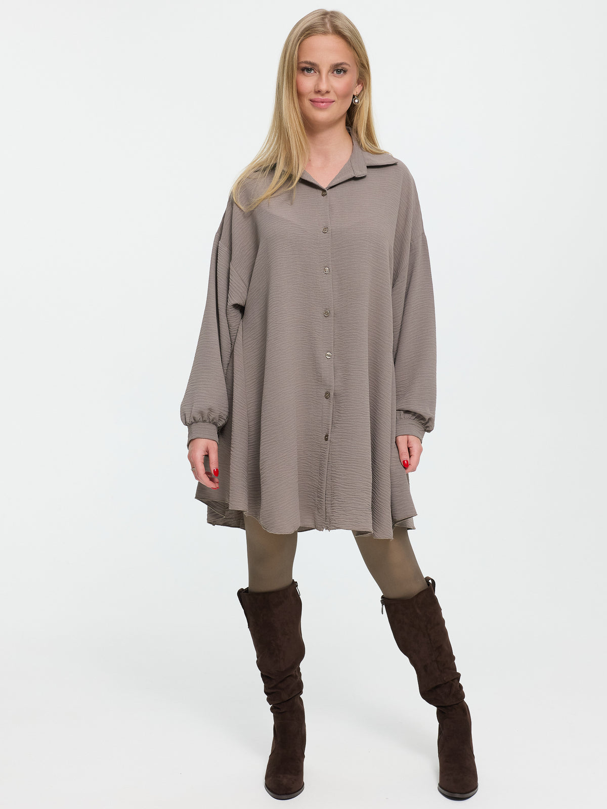 Longbluse "Irina" in Taupe