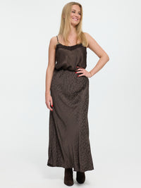 Satin-Rock „Carmen Long“ in Brown Leo