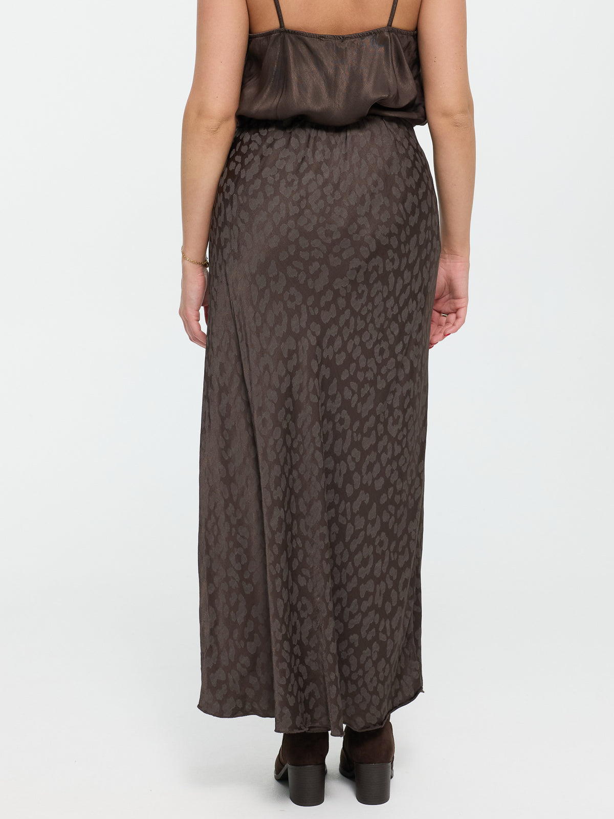 Satin-Rock „Carmen Long“ in Brown Leo