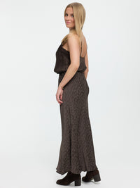 Satin-Rock „Carmen Long“ in Brown Leo