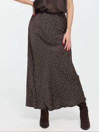 Satin-Rock „Carmen Long“ in Brown Leo