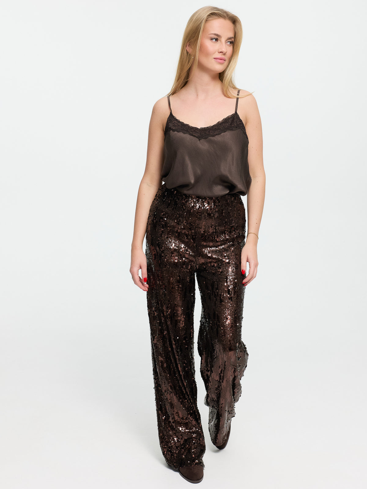 Paillettenhose "Laura" in Braun