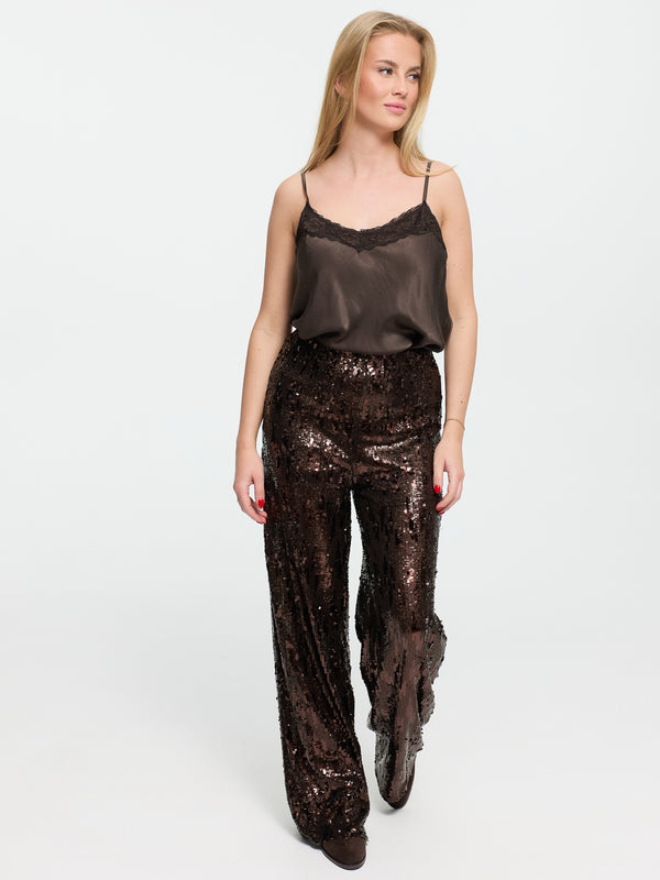 Paillettenhose "Laura" in Braun