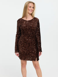 Paillettenkleid "Sina" in Braun