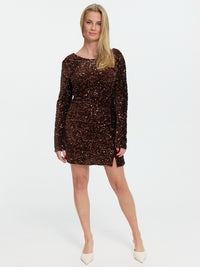 Paillettenkleid "Sina" in Braun
