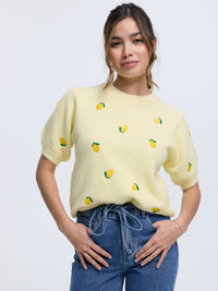 Kurzarm-Strickpullover "Lemonade" in Gelb