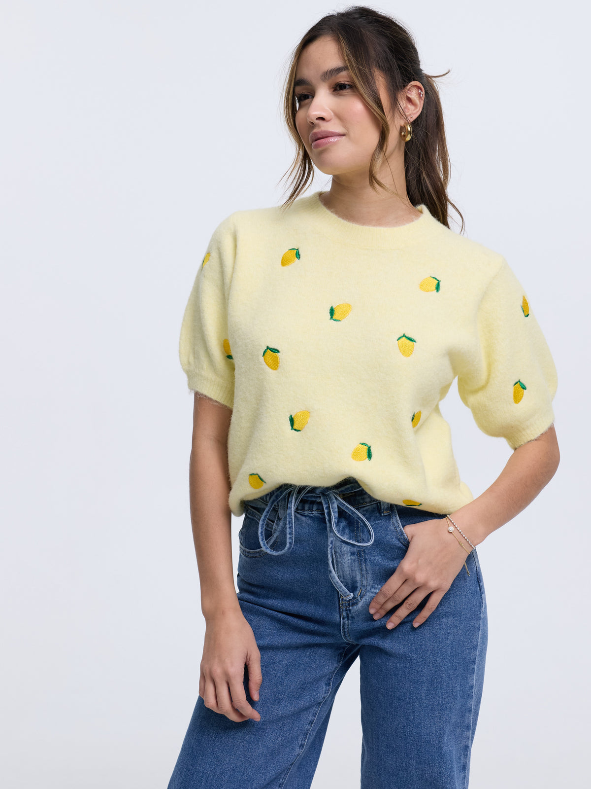 Kurzarm-Strickpullover "Lemonade" in Gelb