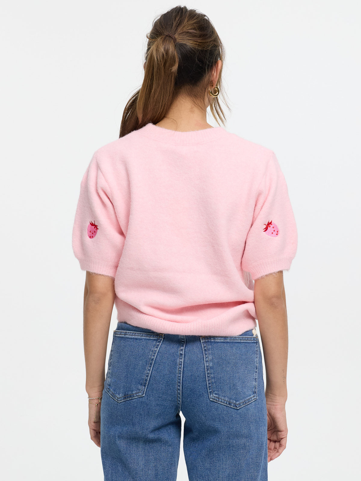 Kurzarm-Strickpullover "Strawberry" in Rosa