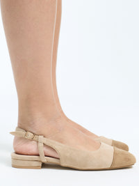 Flache Peeptoe-Sandale "Naomi" in Sand