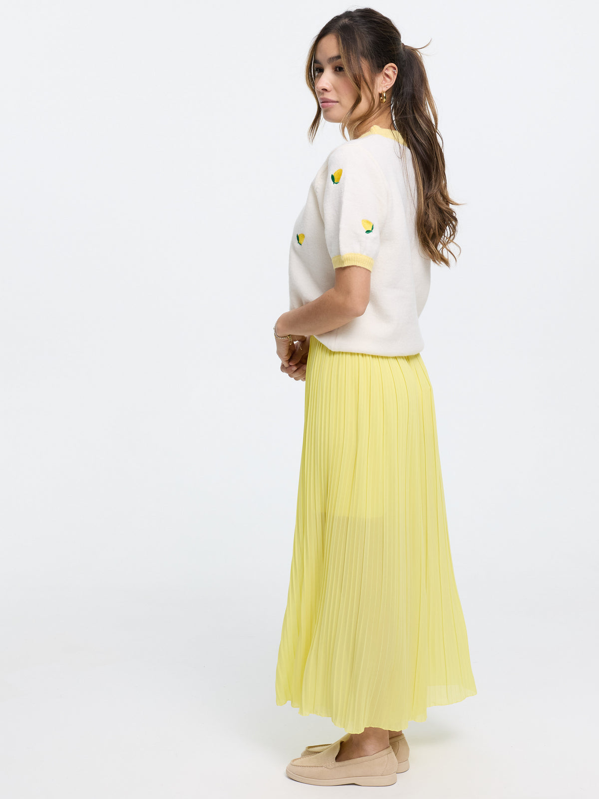 Kurzarm-Strickpullover "Lemonade" in Beige