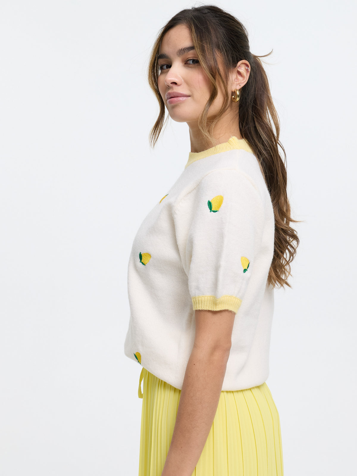 Kurzarm-Strickpullover "Lemonade" in Beige