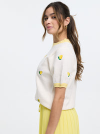 Kurzarm-Strickpullover "Lemonade" in Beige