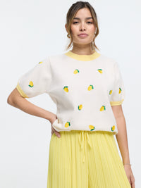 Kurzarm-Strickpullover "Lemonade" in Beige