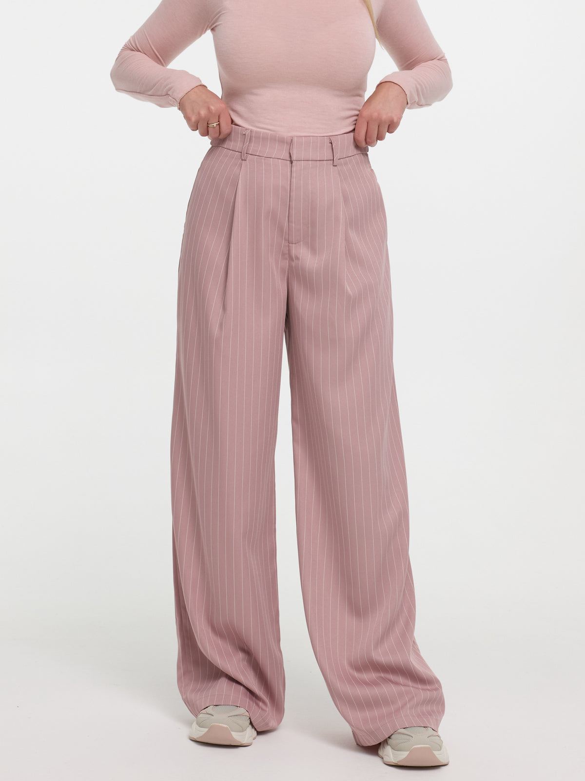 Nadelstreifen Stoffhose „Kathie“ in Rosa