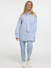 Bluse mit Krawatte "Eve" in Blau