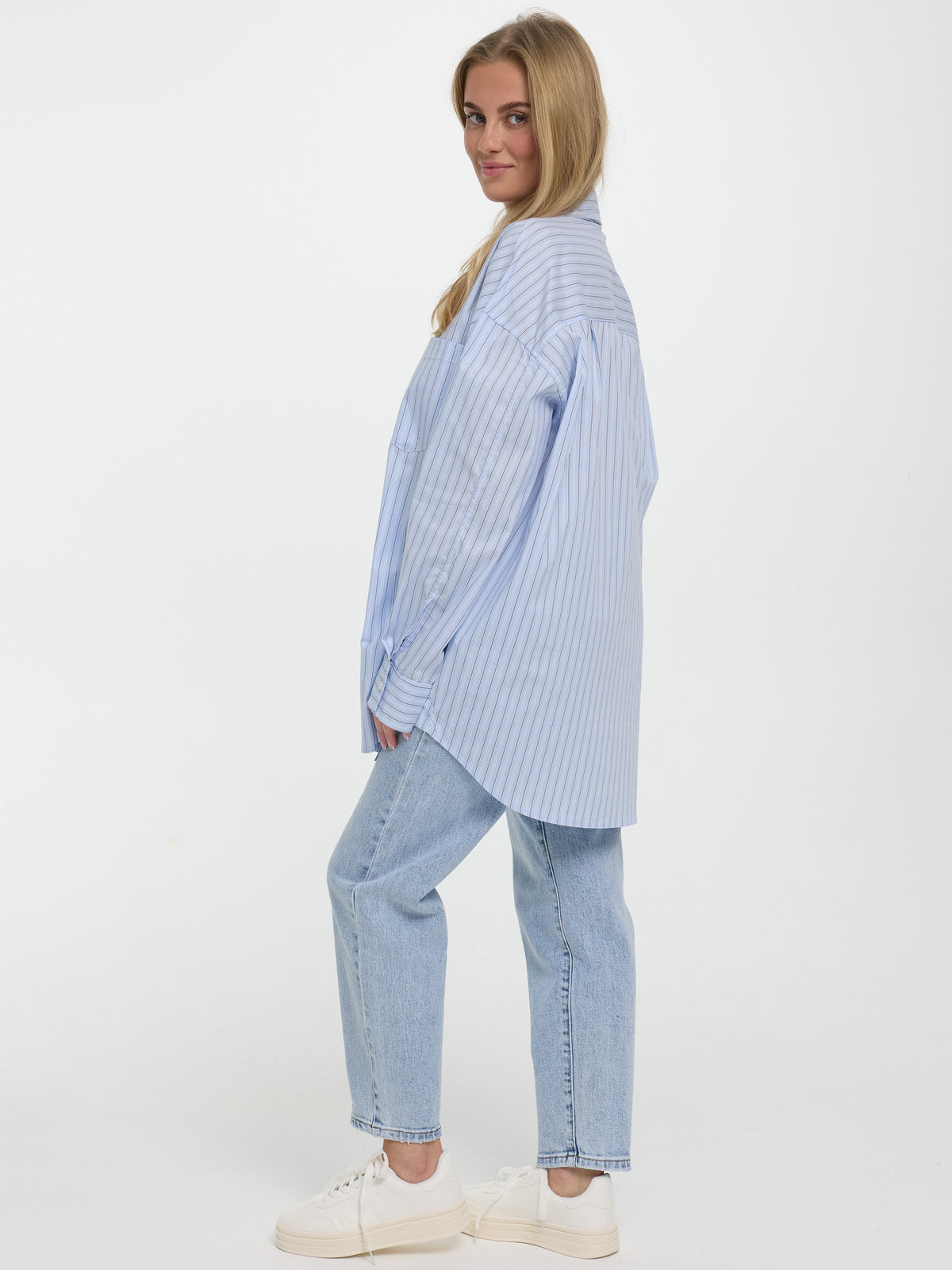 Bluse mit Krawatte "Eve" in Blau