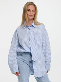 Bluse mit Krawatte "Eve" in Blau