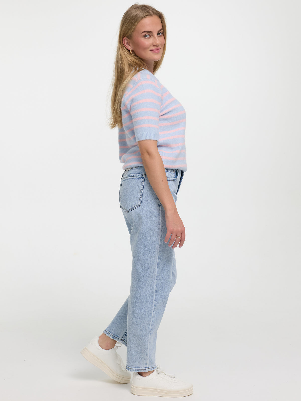 Strickpolo-Shirt "Mathilda" in Rosa/Blau