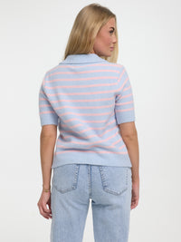 Strickpolo-Shirt "Mathilda" in Rosa/Blau