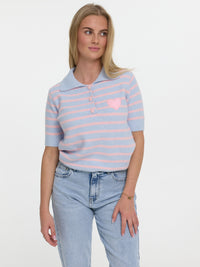 Strickpolo-Shirt "Mathilda" in Rosa/Blau