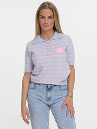 Strickpolo-Shirt "Mathilda" in Rosa/Blau