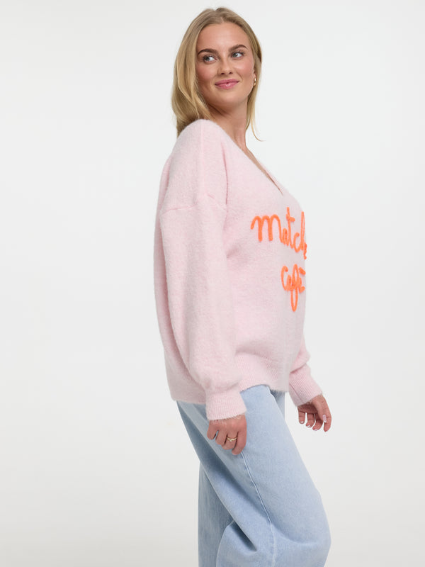 Pullover "Matcha Café" in Puderrosa