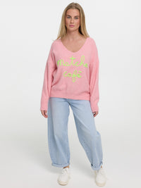 Pullover "Matcha Café" in Rosa