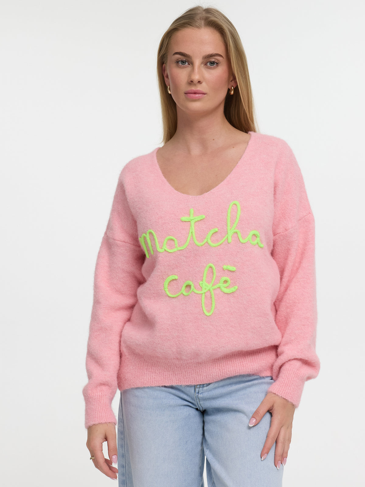 Pullover "Matcha Café" in Rosa