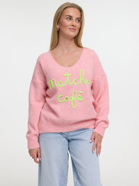Pullover "Matcha Café" in Rosa