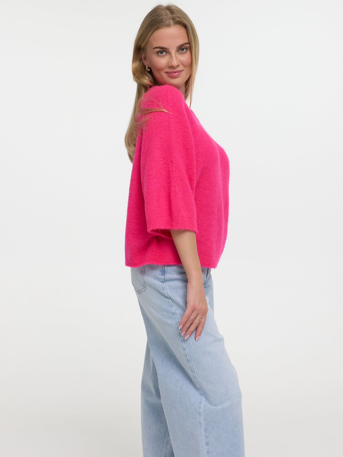 Kurzarm Pullover "Linda" in Shiny Pink