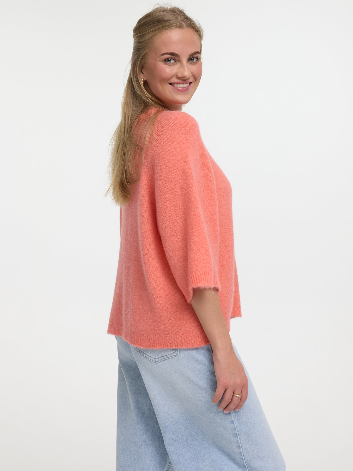 Kurzarm Pullover "Linda" in Coral