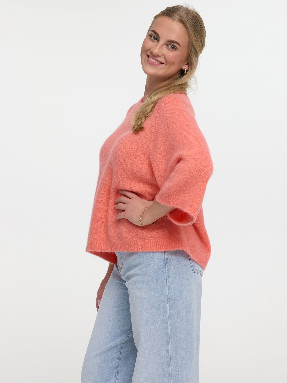 Kurzarm Pullover "Linda" in Coral