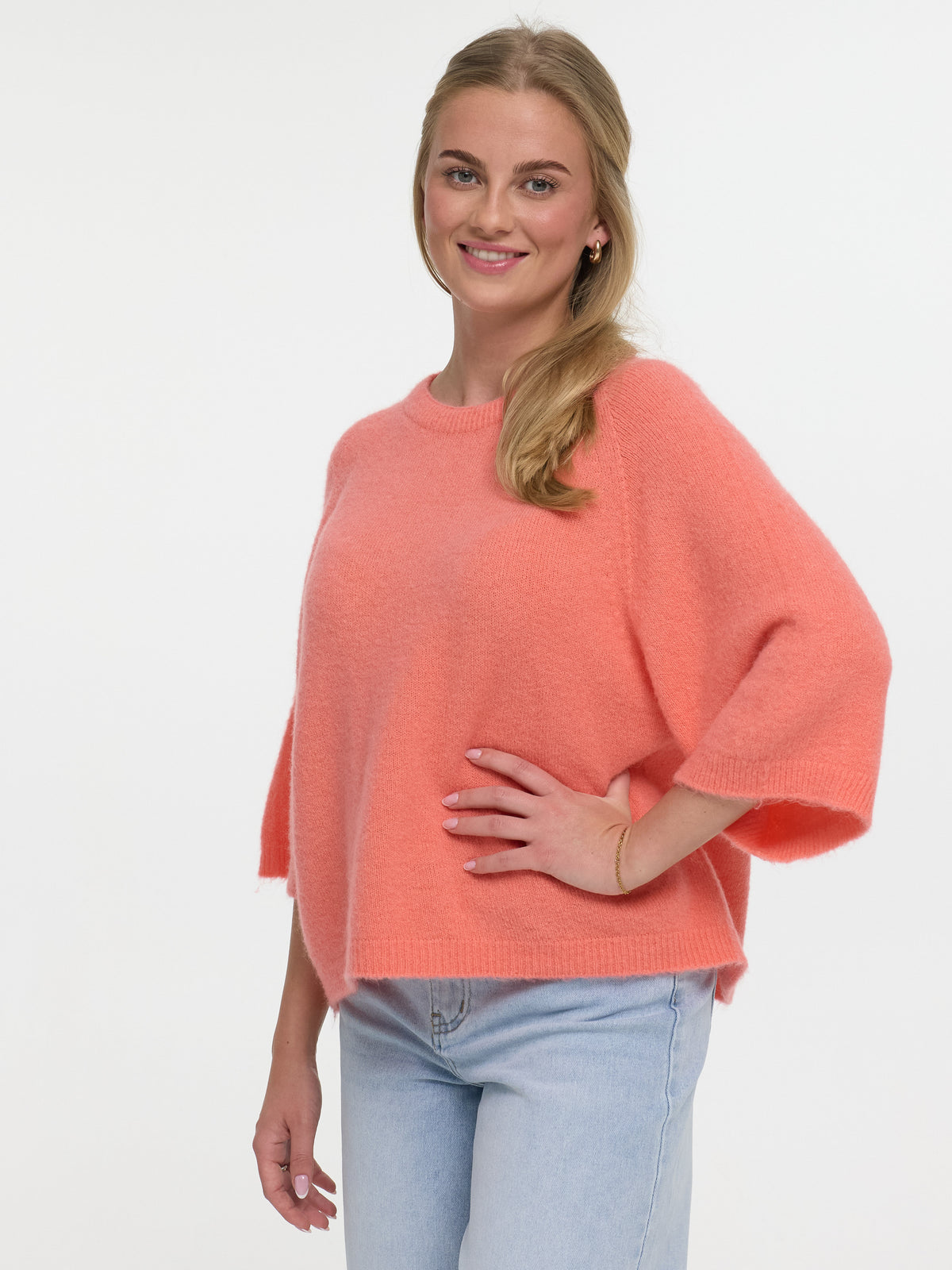 Kurzarm Pullover "Linda" in Coral