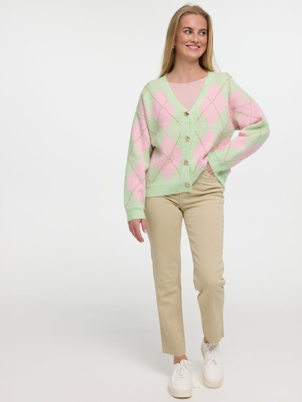 Strick-Cardigan "Tilda" Rosa/Grün