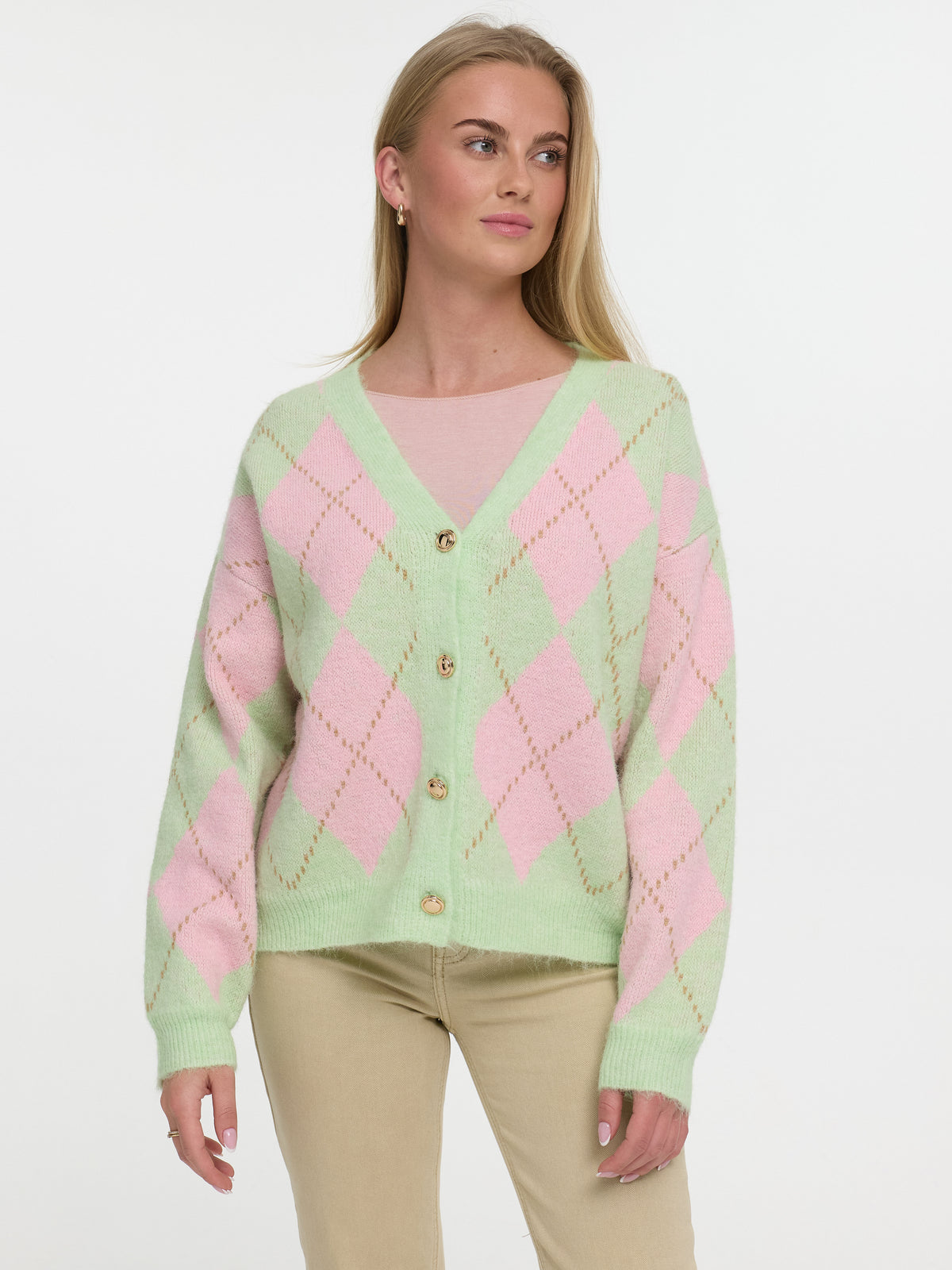 Strick-Cardigan "Tilda" Rosa/Grün