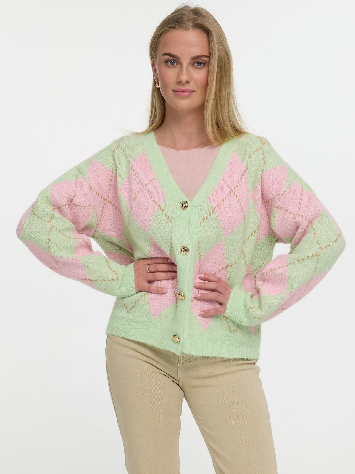 Strick-Cardigan "Tilda" Rosa/Grün