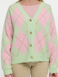 Strick-Cardigan "Tilda" Rosa/Grün