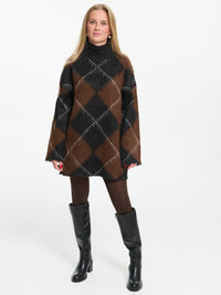 Longpullover "Beatrice" in Schwarz/Braun