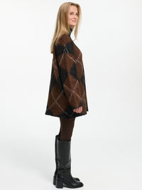 Longpullover "Beatrice" in Schwarz/Braun