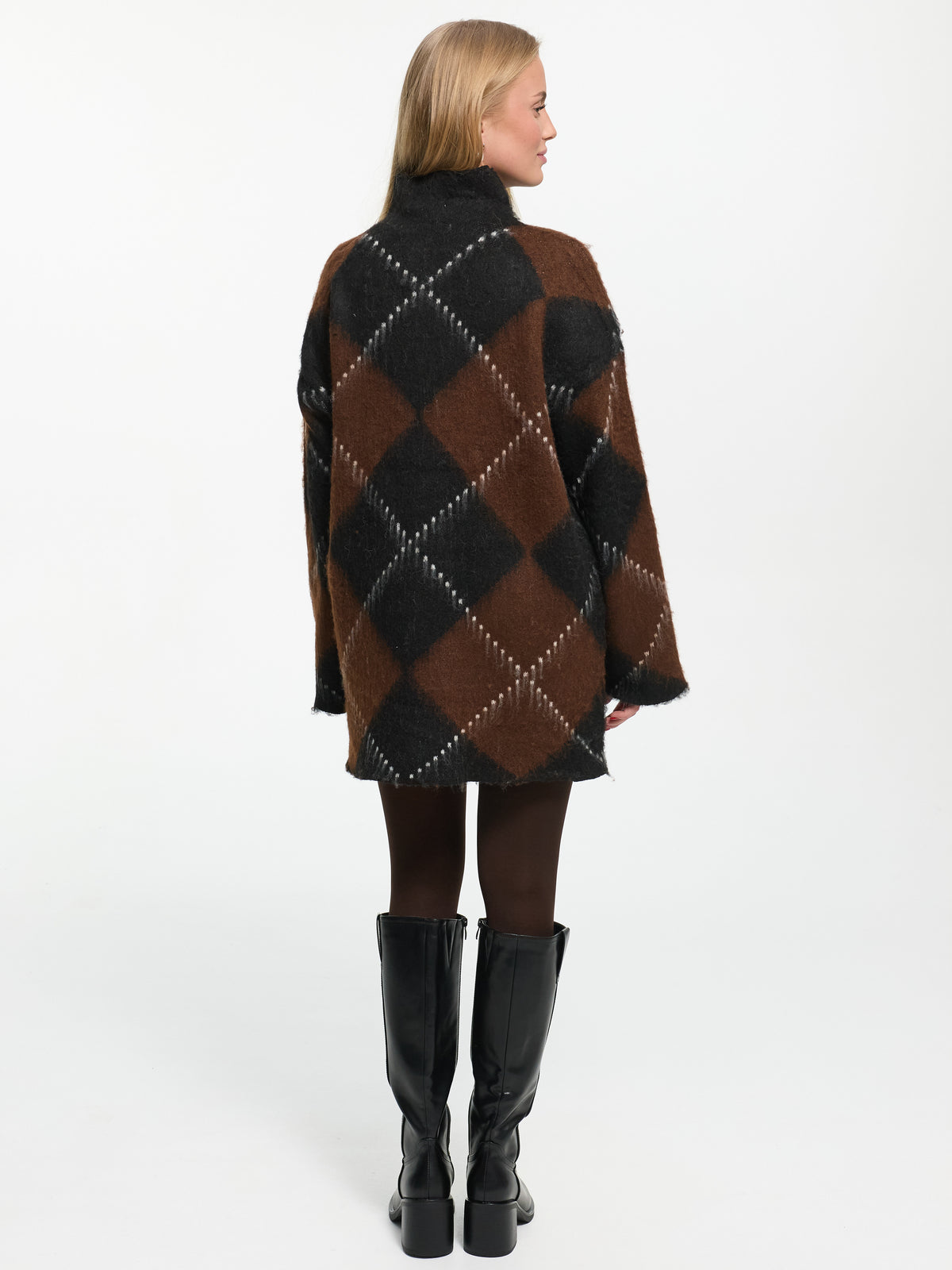 Longpullover "Beatrice" in Schwarz/Braun