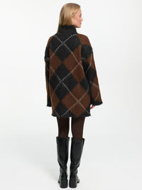 Longpullover "Beatrice" in Schwarz/Braun