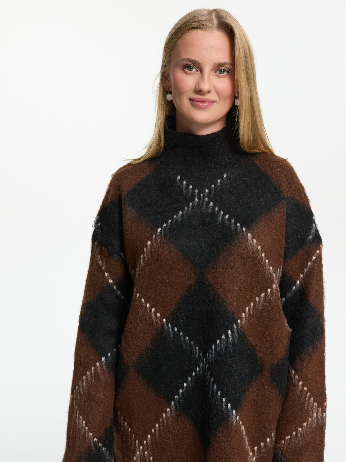 Longpullover "Beatrice" in Schwarz/Braun