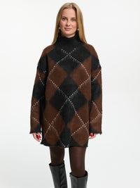 Longpullover "Beatrice" in Schwarz/Braun