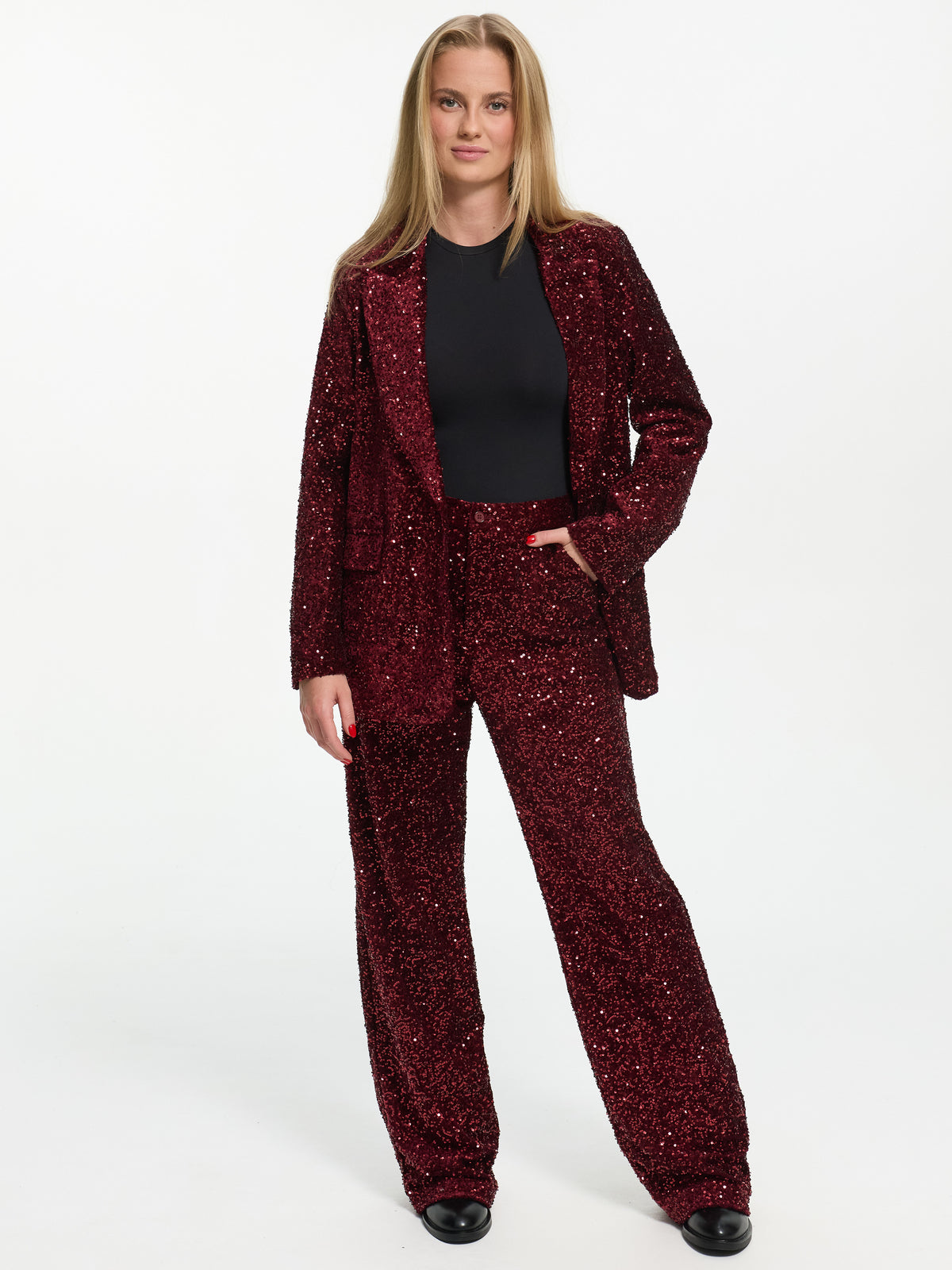 Pailletten Blazer "Sparkle" in Burgundy