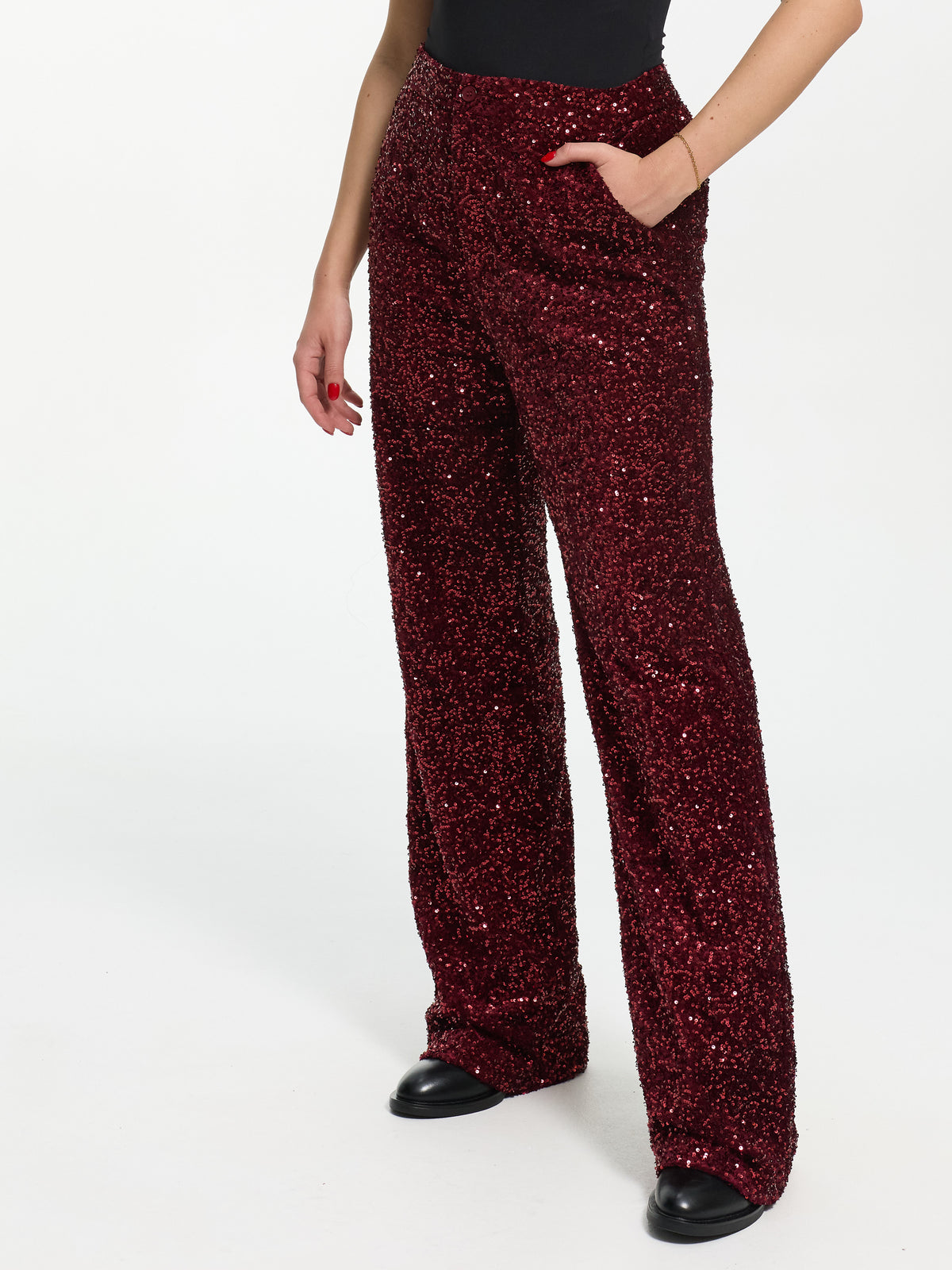 Pailletten Hose "Sparkle" in Burgundy