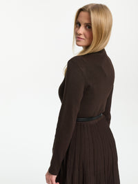 Langes Plissiertes Kleid "Kim" in Braun
