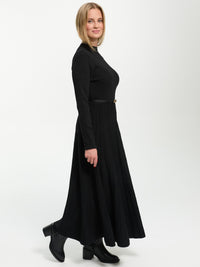 Langes Plissiertes Kleid "Kim" in Schwarz