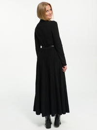 Langes Plissiertes Kleid "Kim" in Schwarz